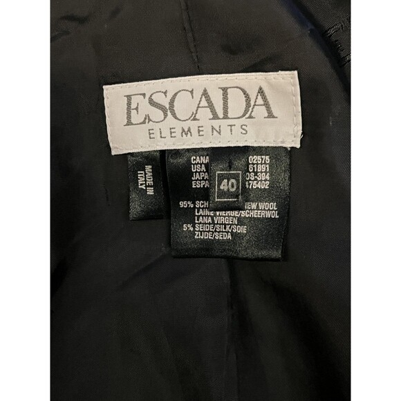 Escada Elements Blazer Jacket Womens 40 Black Pinstripe Wool Silk Made Italy - Picture 8 of 11
